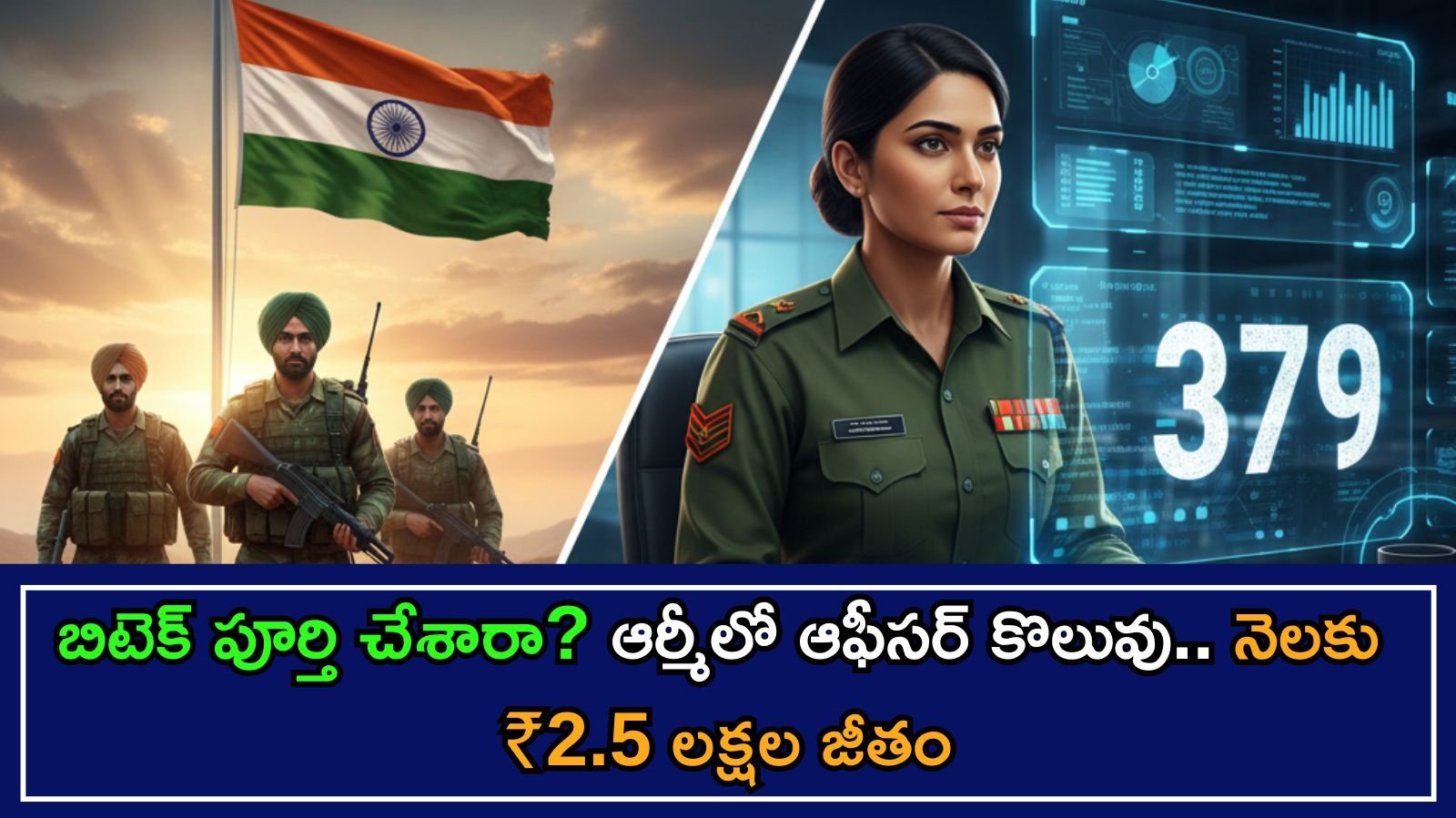 భారతీయ ఆర్మీలో భారీ నోటిఫికేషన్ 2026: ఇంజనీరింగ్ అభ్యర్థులకు నెలకు ₹2.5 లక్షల వరకు జీతం! ఇప్పుడే అప్లై చేయండి.